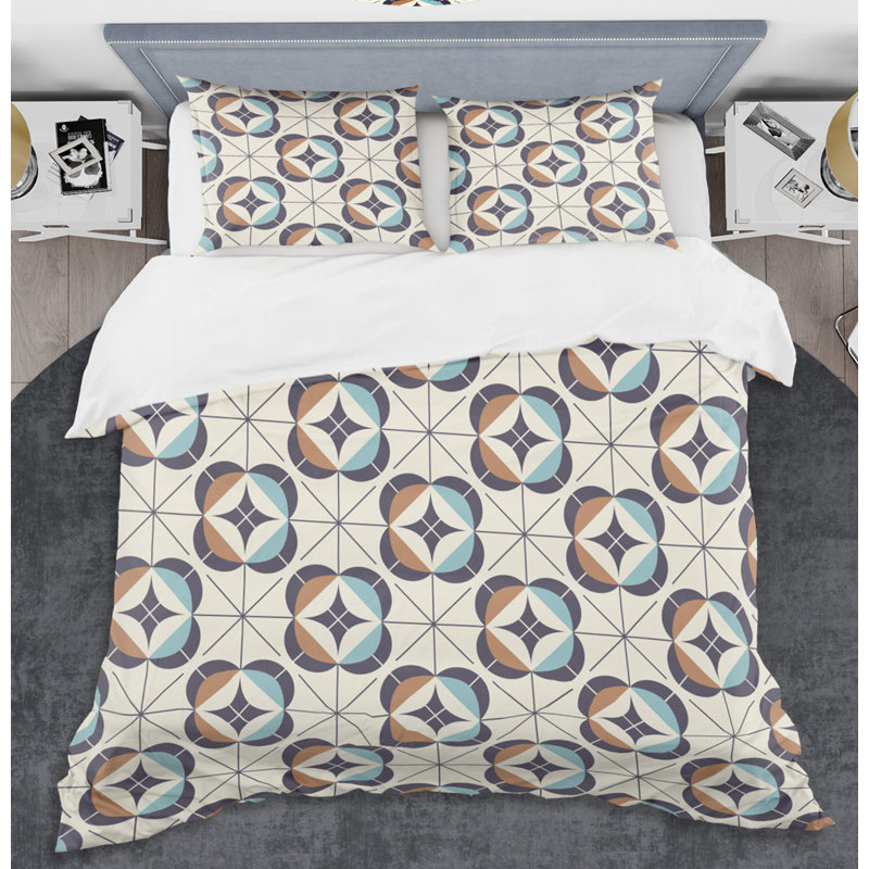  Ensemble de housse de couette rétro III Mid-Century, Housse simple + 1 taie décorative