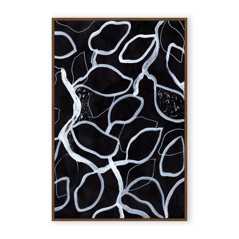 Abstract Tangled by  - Picture Frame Graphic Art on Paper, 24" H x 16" W x 1.125" D, Framed Matted Print, Black