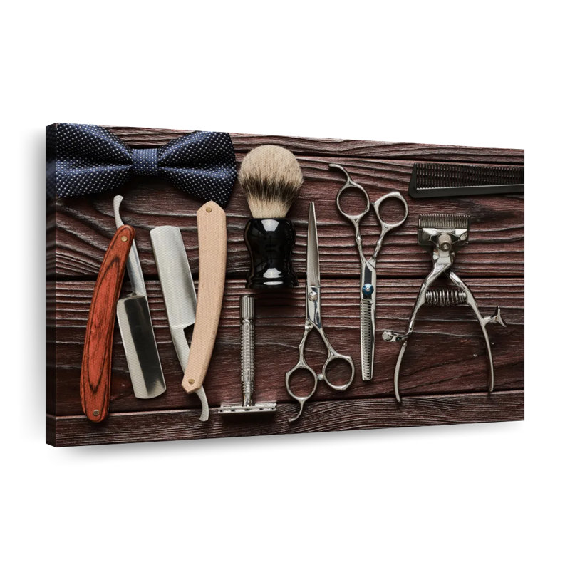 «Hair Barber Essentials», reproduction sur toile, L 32 po x H 48 po