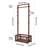 Solid Pine Freestanding Coat Rack with Rolling Wheels and Storage Basket, Walnut Finish Garment Stand with Side Hooks for Entryway and Bedroom