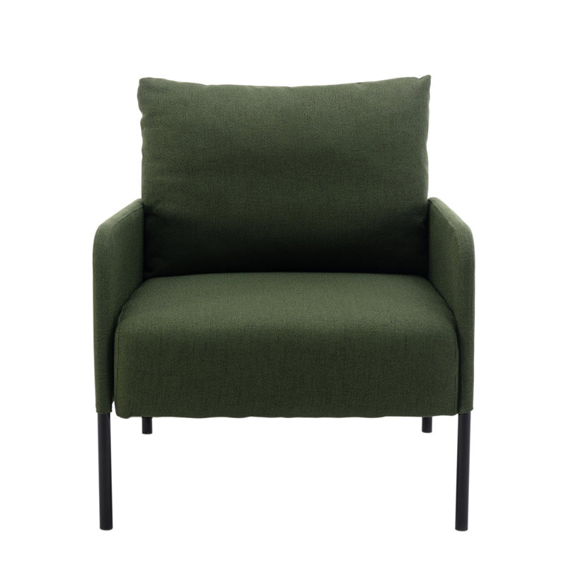 Evrard Upholstered Armchair, Green 100% Linen