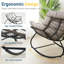 Chaise berçante avec repose-pieds, repose-pieds et coussins en osier toutes saisons-1800876229