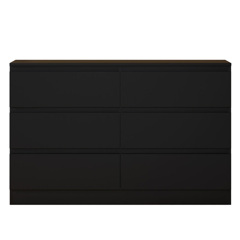 Carlton 6 Drawer Double Dresser - 3+3 Configuration, Scratch-Resistant, Handleless Design, Matte Finish. 12cm Deep Drawers