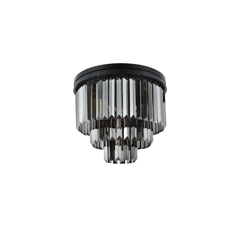 Yazmin Crystal Flush Mount, Gray, Matte Black