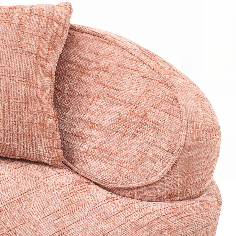 Canapé courbé à deux places avec accoudoirs et coussins pour petits appartements et sièges confortables, Rose