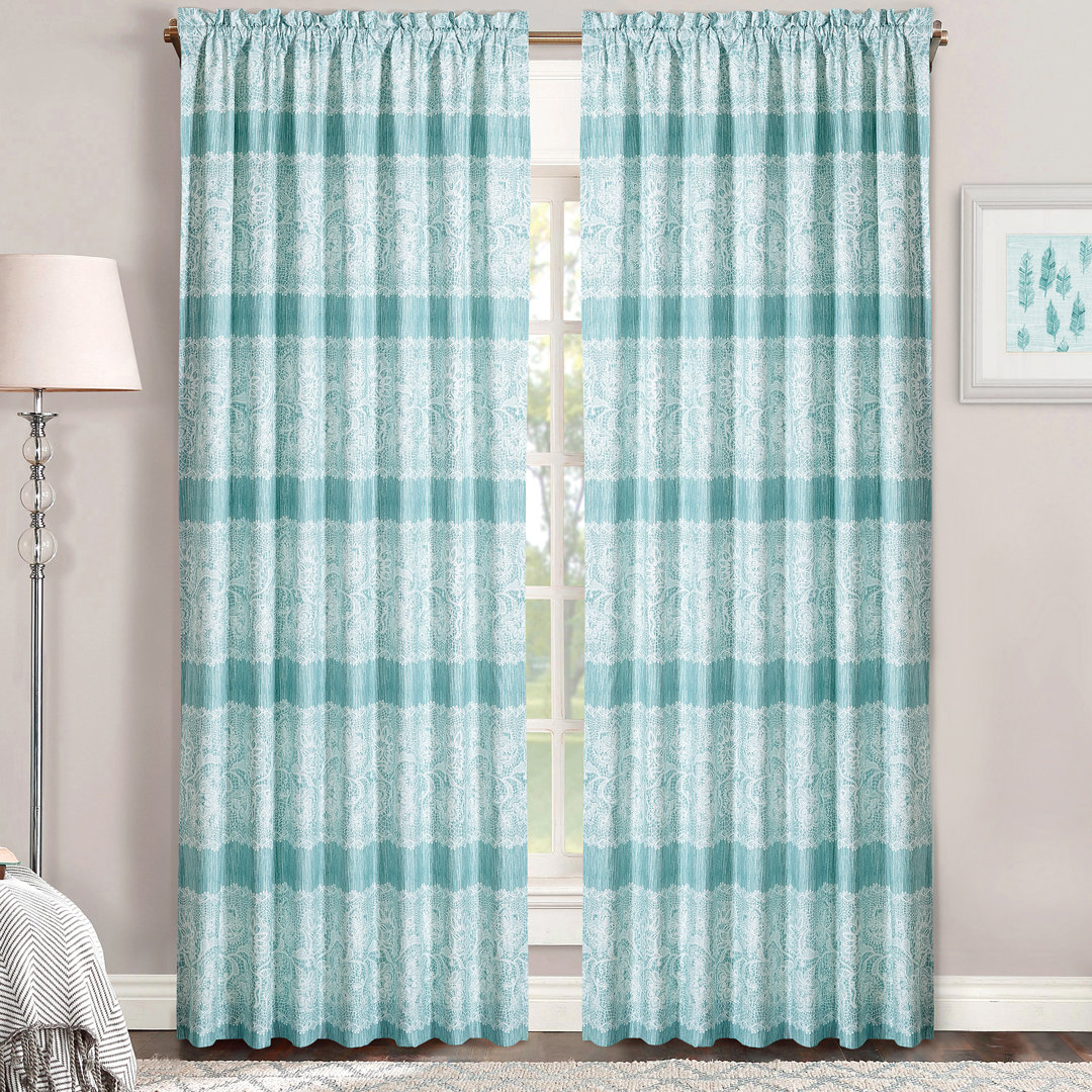 Floral Semi-Sheer Rod Pocket Curtain Panels