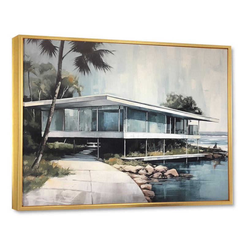 Beach House Tranquility II - imprimé, H 24 po x l 32 po x P 1 po, Cadre flottant doré