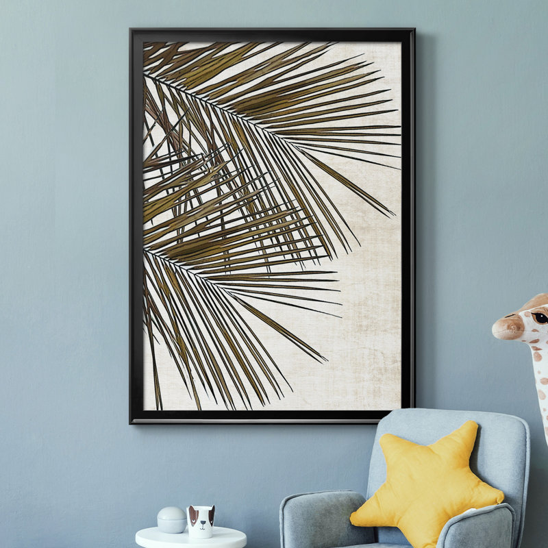 Palm I - peinture sur toile encadrée, Cadre noir, H 30,5 po x l 42,5 po x P 1,5 po