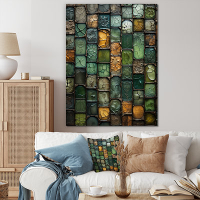 Green Stones Tiles II - Abstract Tile Wall Art