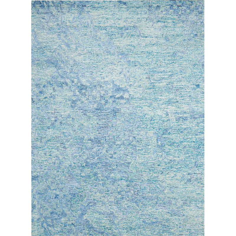 Tapis bleu fait à la main Ardis, Rectangle 3 pi 9 po x 5 pi 9 po