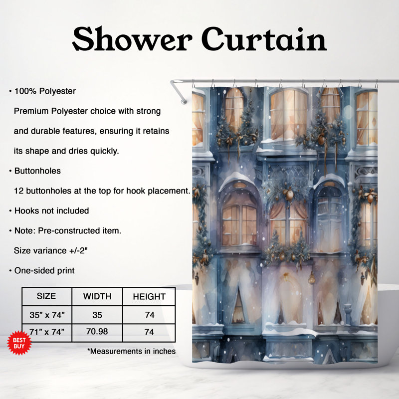 Seasonal Lights - Rideau de douche Premium, H 74 po x l 71 po