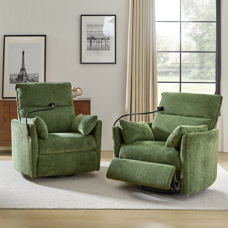 Fauteuil inclinable électrique pivotant de 38,5 po Myftar (ensemble de 2), Moss