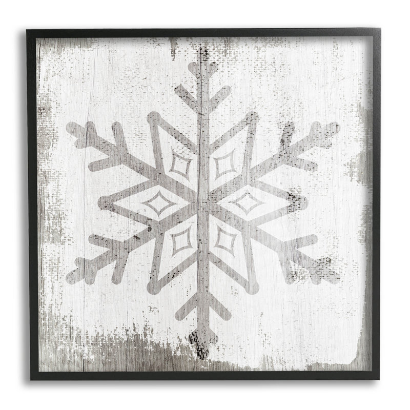 Forme de flocon de neige d'hiver rustique at-249, Giclée encadrée noir minuit, H 12 po x l 12 po x P 1,5 po