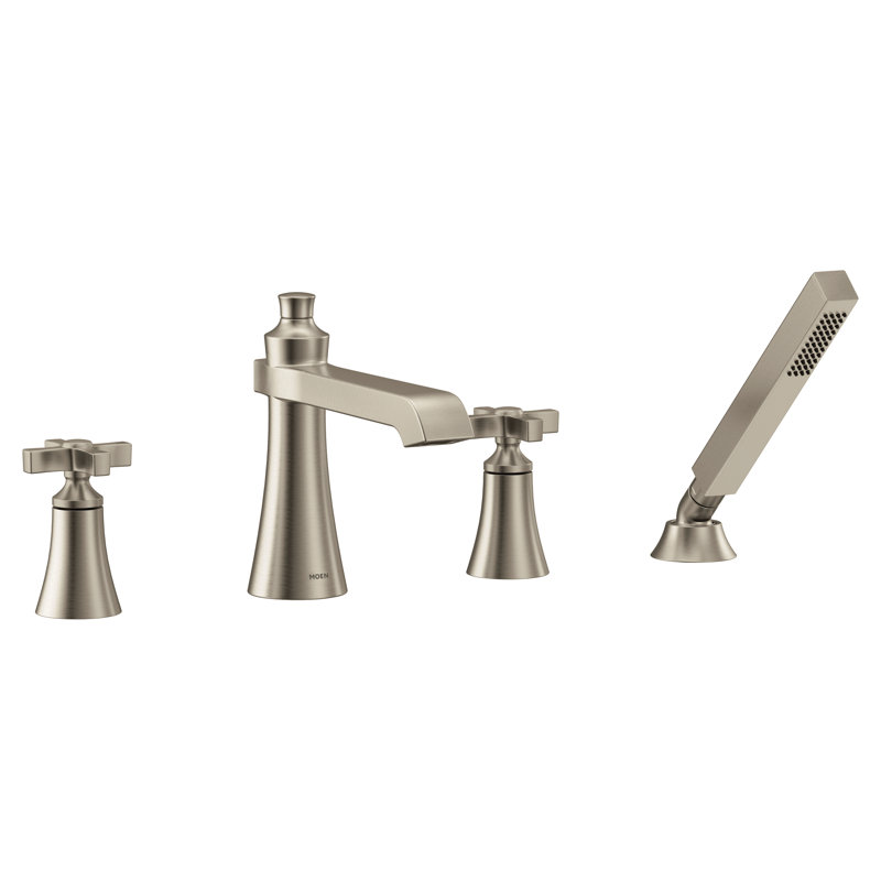 Garniture de robinet de baignoire romaine à fixation sur plateau à poignées doubles avec douche à main Not Applicable