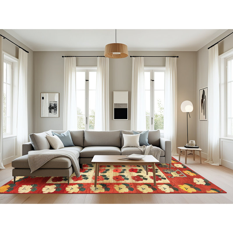 Tapis traditionnel rouge / beige Ilir, Rectangle 8 pi x 12 pi
