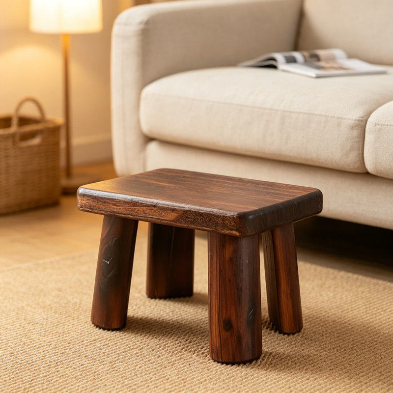 Escabeau en bois massif - Repose-pieds rectangulaire polyvalent pour la maison, la cuisine, la salle de bain et le bureau - Tabouret robuste, durable et polyvalent pour adultes, enfants et personnes âgées