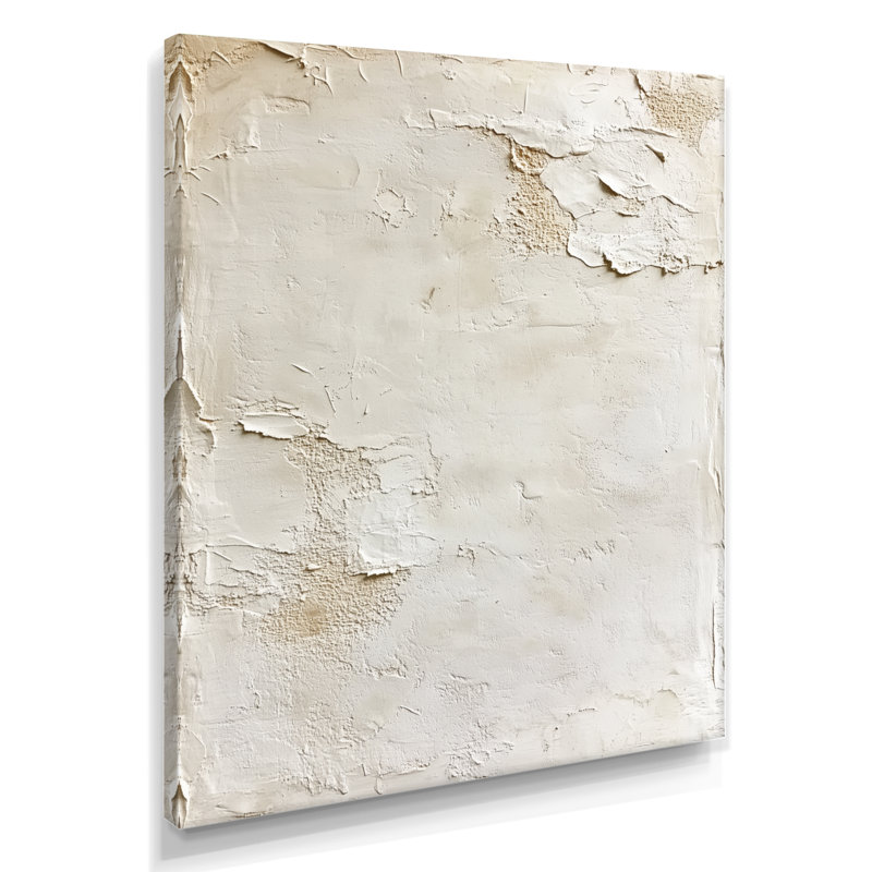 «Soft Soft Beige Plaster Paint Layers», art mural minimaliste sur toile beige, H 44 po x l 34 po, Toile tendue