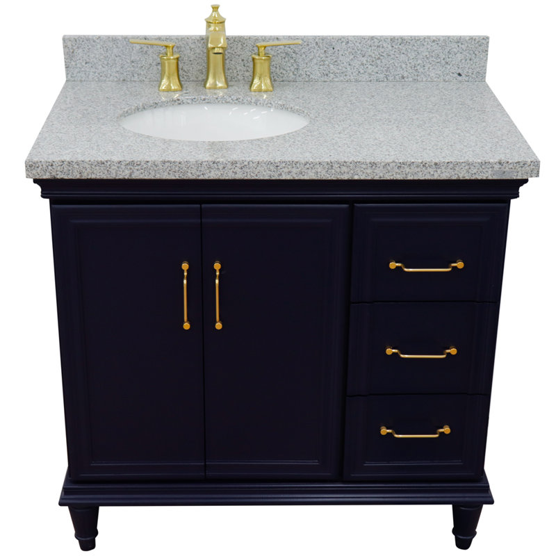 Ensemble de meuble-lavabo simple 37 po Lingerfelt, Bleu, gris