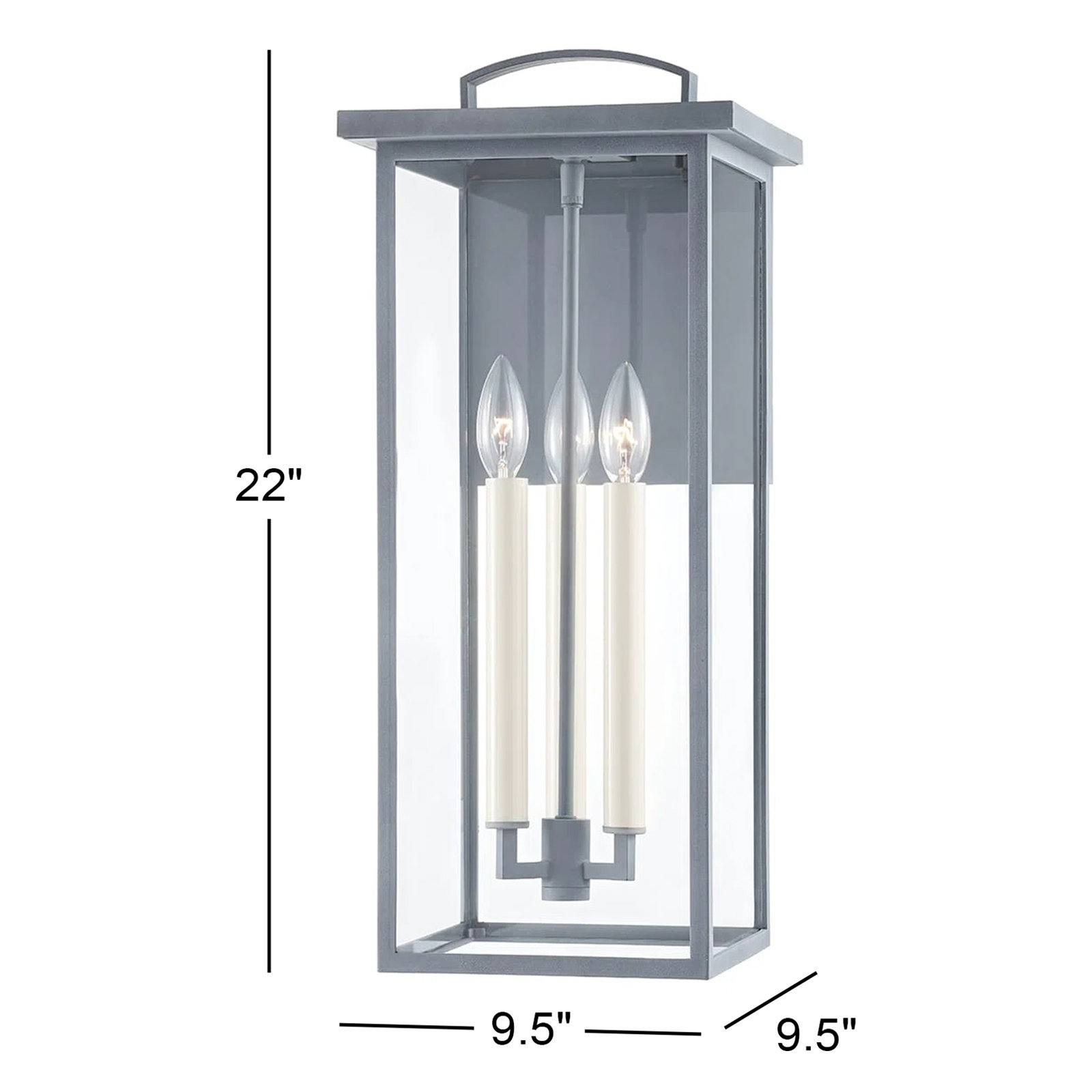 Brookstead Single Light Outdoor Aluminum & Steel Wall Light, Weathered Zinc, 22" H x 9.5" W x 9.5" D
