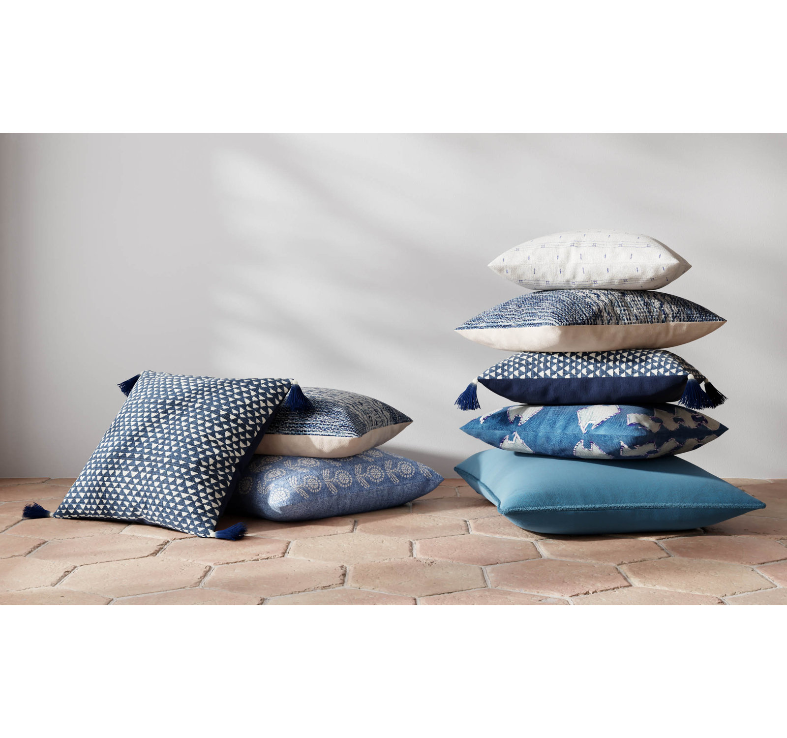 Julian Geometric Cotton Throw Pillow, Navy, 20" x 20", Pillow Cover Only - No Insert