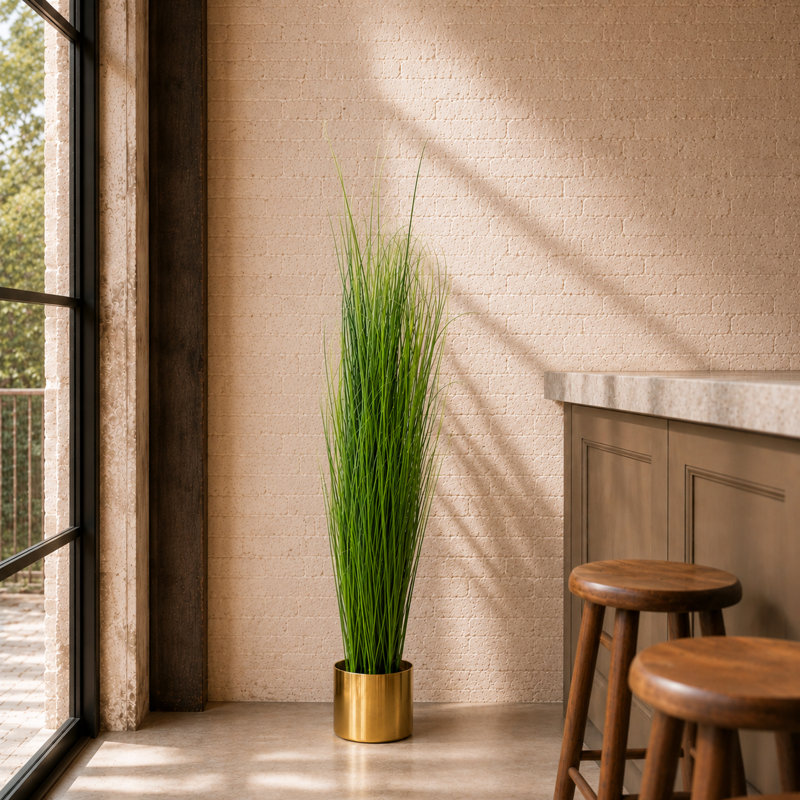 130 cm H Faux Onion Grass Plant, Gold