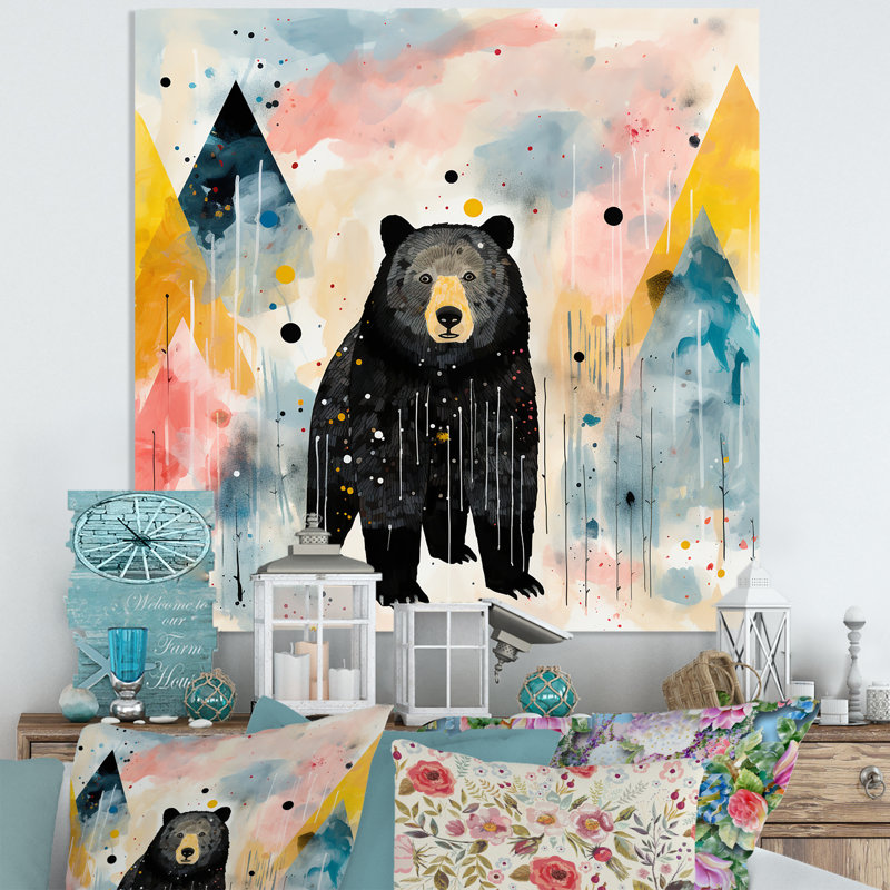 "Creative Grizzly Bear Landscape I - Bear 2", art mural en métal, H 29 po x l 29 po
