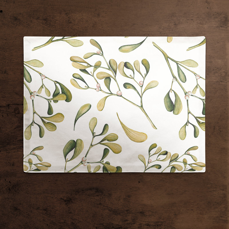 Napperon aquarelle feuilles et baies, Jaune