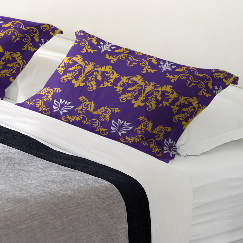 Taie décorative Minnesota Football Baroque, Standard, Mauve / jaune / blanc, polyester
