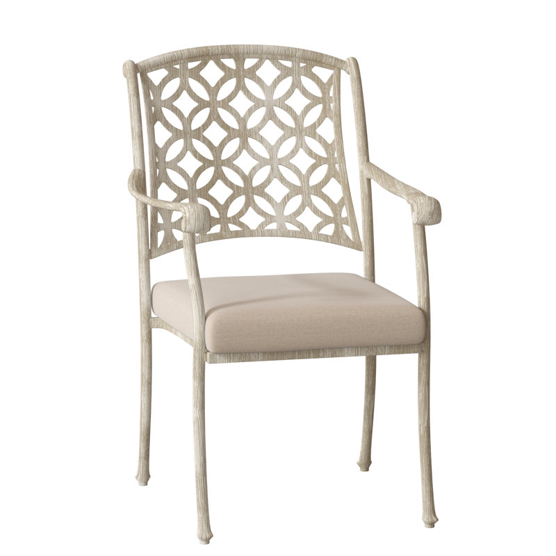 Casa Outdoor Dining Armchair, Weathered White, Canvas Bird's Eye Sunbrella® Canvas