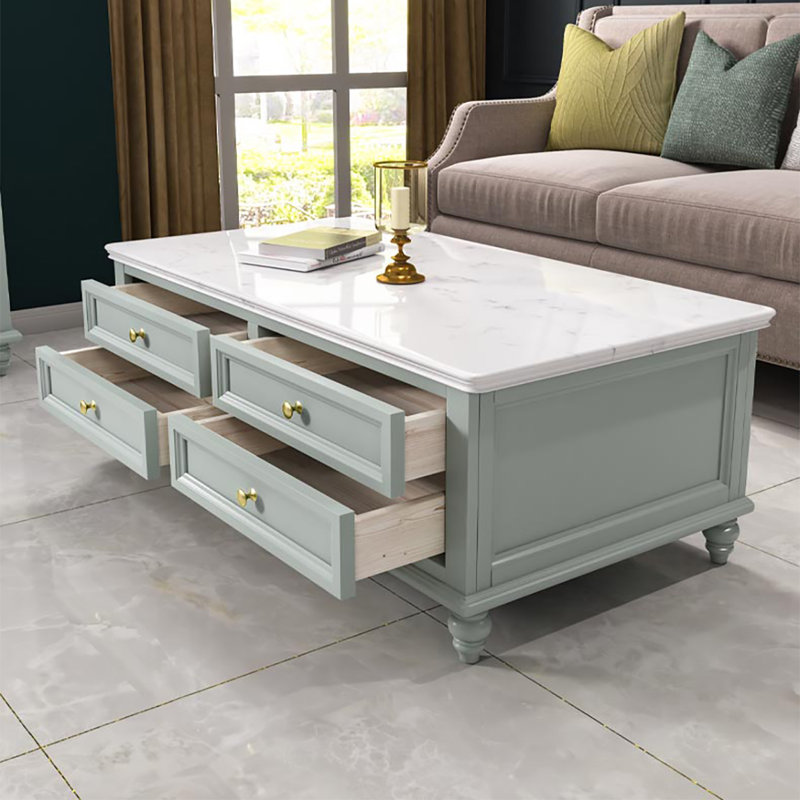 American modern marble coffee table, 18.5" H x 47.2" L x 23.6" W