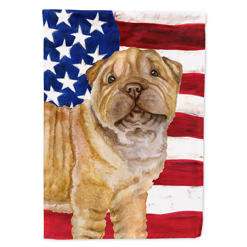 2 côtés en polyester de 2 côtés american drapeau de jardin, Shar-pei