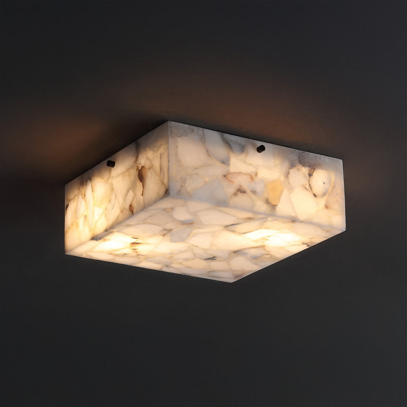 Plafonnier Brihany, Noir mat / marbre blanc