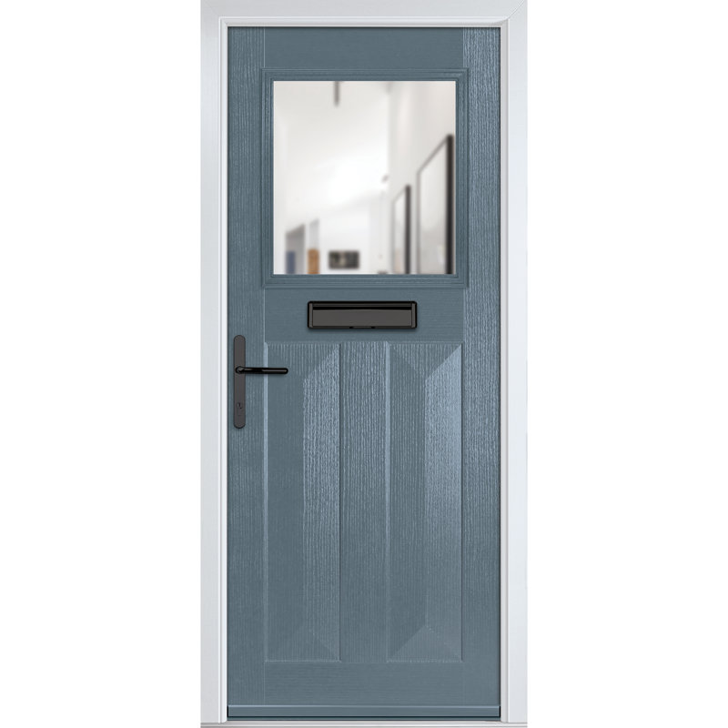 Crystal GRP Front door Eaton Slate Grey 920mm x 2090mm Open in Left hand Clear Glass, Right, Slate Grey, 92mm x 209mm