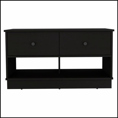 Hamilton Storage Bench With Two Open Shelves And Two Drawers, Perfect For Modern And Functional Living Spaces