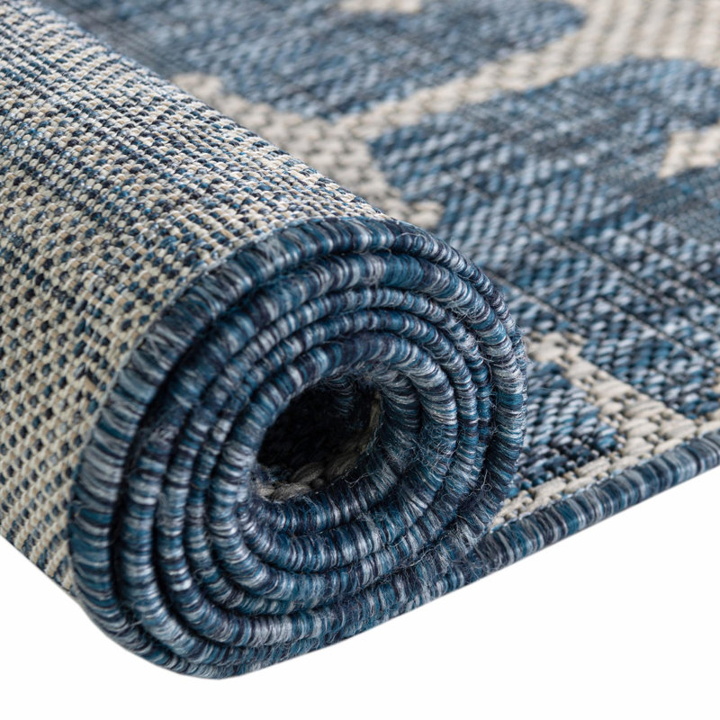 Tapis d'extérieur Ayton couleur mer, Rond 7 pi 10 po