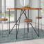 Table bistro en bois massif Live Edge avec pieds en métal, noyer clair