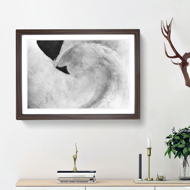 Feathers of a Swan - Picture Frame Graphic Art Print, 24cm H x 33cm W x 2cm D, Walnut Framed