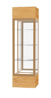 Vitrines en aluminium avec base en bois H 80 po x l 24 po Keepsake Series, Chêne naturel, Satin naturel, Miroir