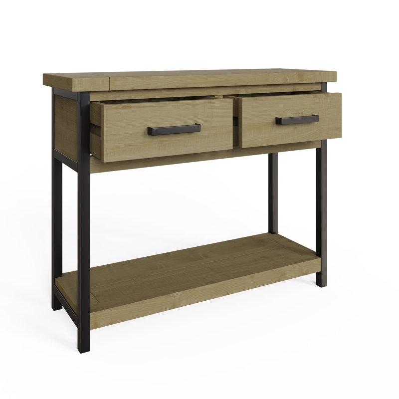 San Diego 2 Drawer Console Hall Table. Solid Wood and Metal Frame