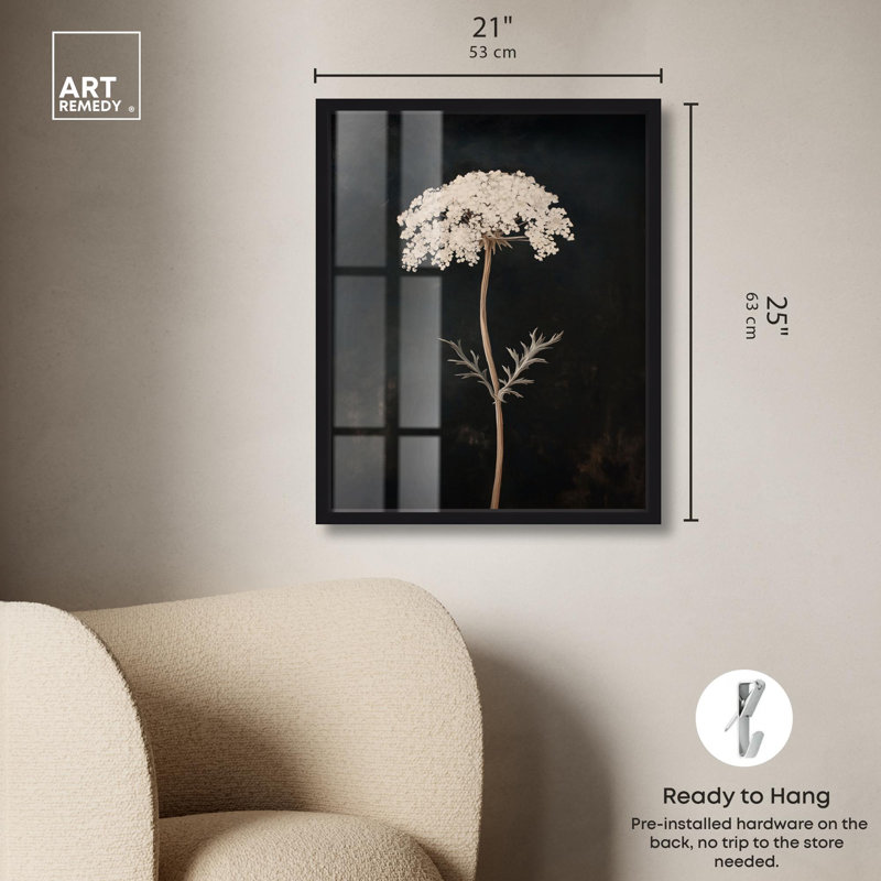 «Darkling Floret I Shadowbox Print Farmhouse» par Art Remedy, H 25 po x l 21 po, Noir
