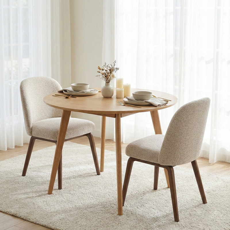 Sienna Round Wooden Dining Table - 100cm, Oak
