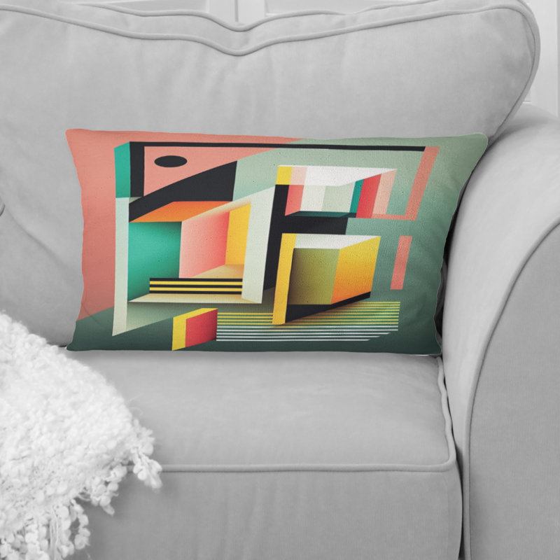 Retro Elementary Geometrics VI - Abstract Geometric Printed Throw Pillow