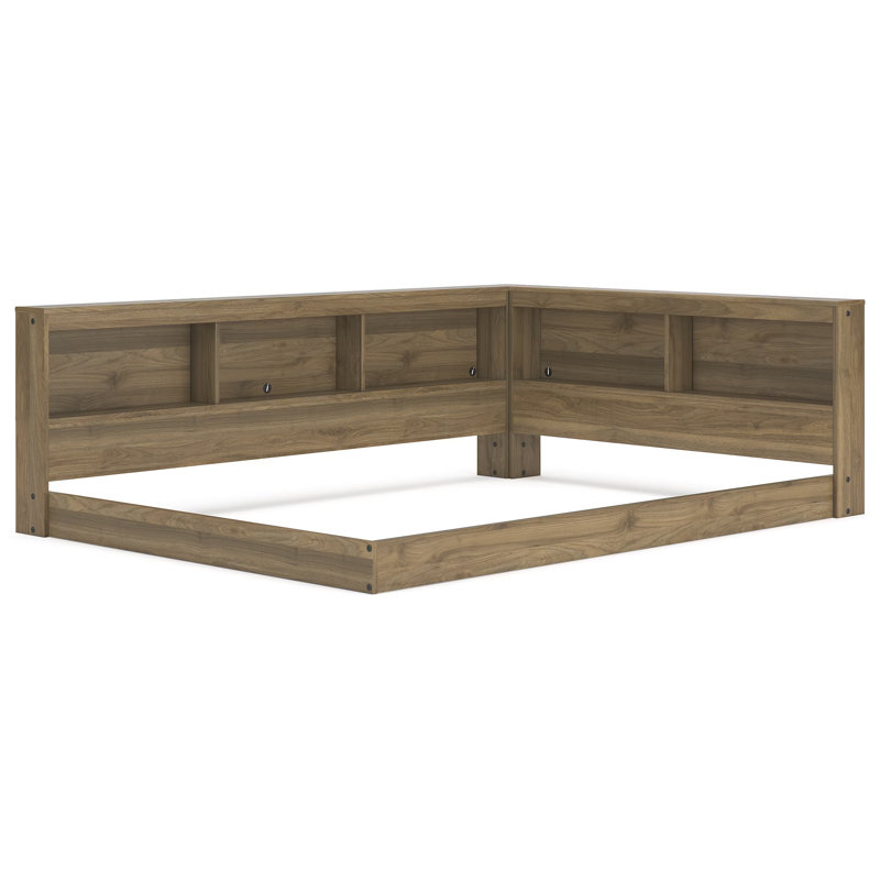Karnova Platform Bed with Bookcase, Brown, Full