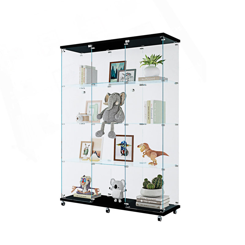 Armoire décorative, armoire vitrée à 3 portes, armoire vitrée avec 4 tablettes