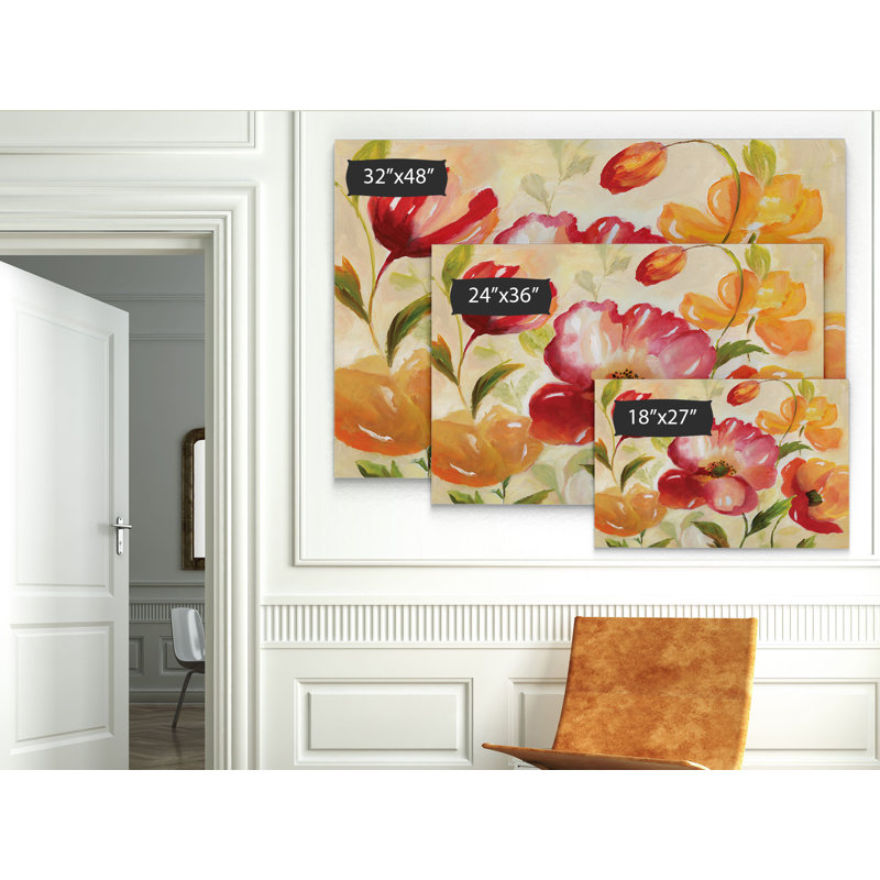 « jardin rouge », reproduction de peinture à l’huile, H 32 po x l 48 po x P 1,5 po, Toile tendue, Blanc mat