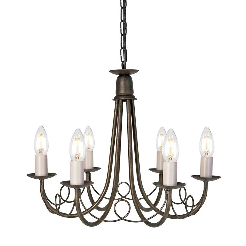 Cline 6 - Light Candle Style Chandelier, Black/Gold