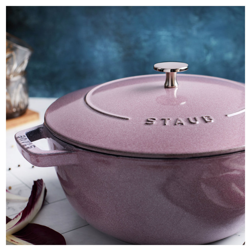 Staub Cast Iron Round Cocotte, Dutch Oven, 5.5-Quart, Serves 5-6, Made In France, Peony Pink, Lilac