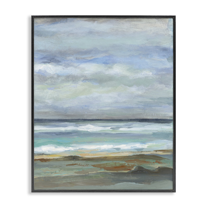  Bord de mer traditionnel nuageux, estampe numérique par Silvia Vassileva, H 20 po x l 16 po, Giclée encadrée noir minuit