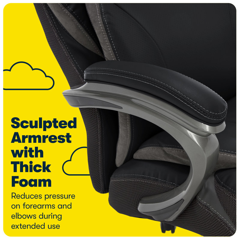 Sculpted High-Back Ergonomic Black Leather Executive Chair