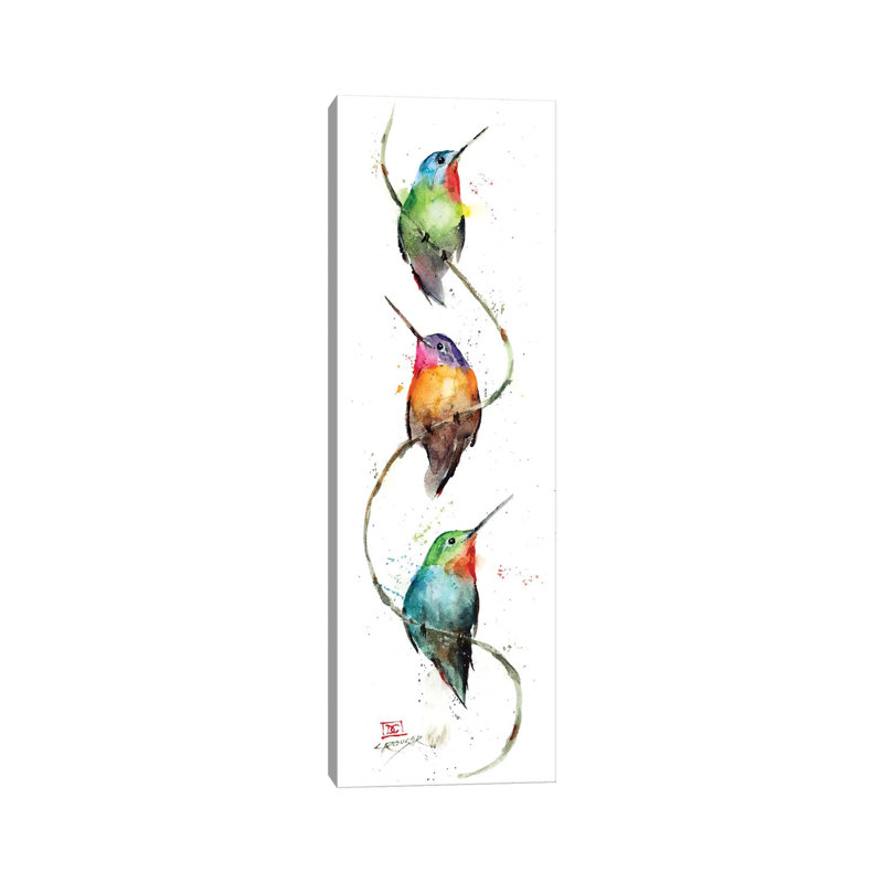 Hummers On A Vine by Dean Crouser - Wrapped Canvas Panoramic Painting, 30.48 cm H x 91.44 cm W x 3.175 cm D